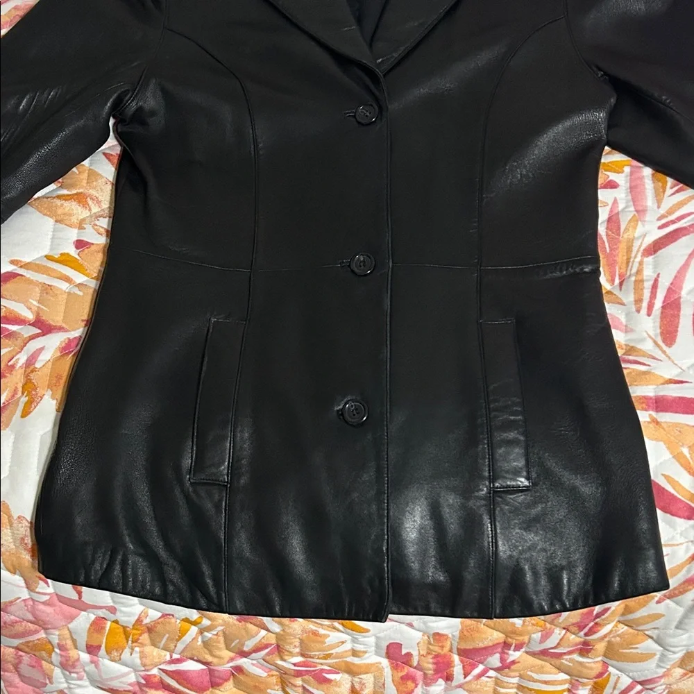 Black Leather Jacket Blazer by Luis Alvear Sz M - Picture 4 of 15